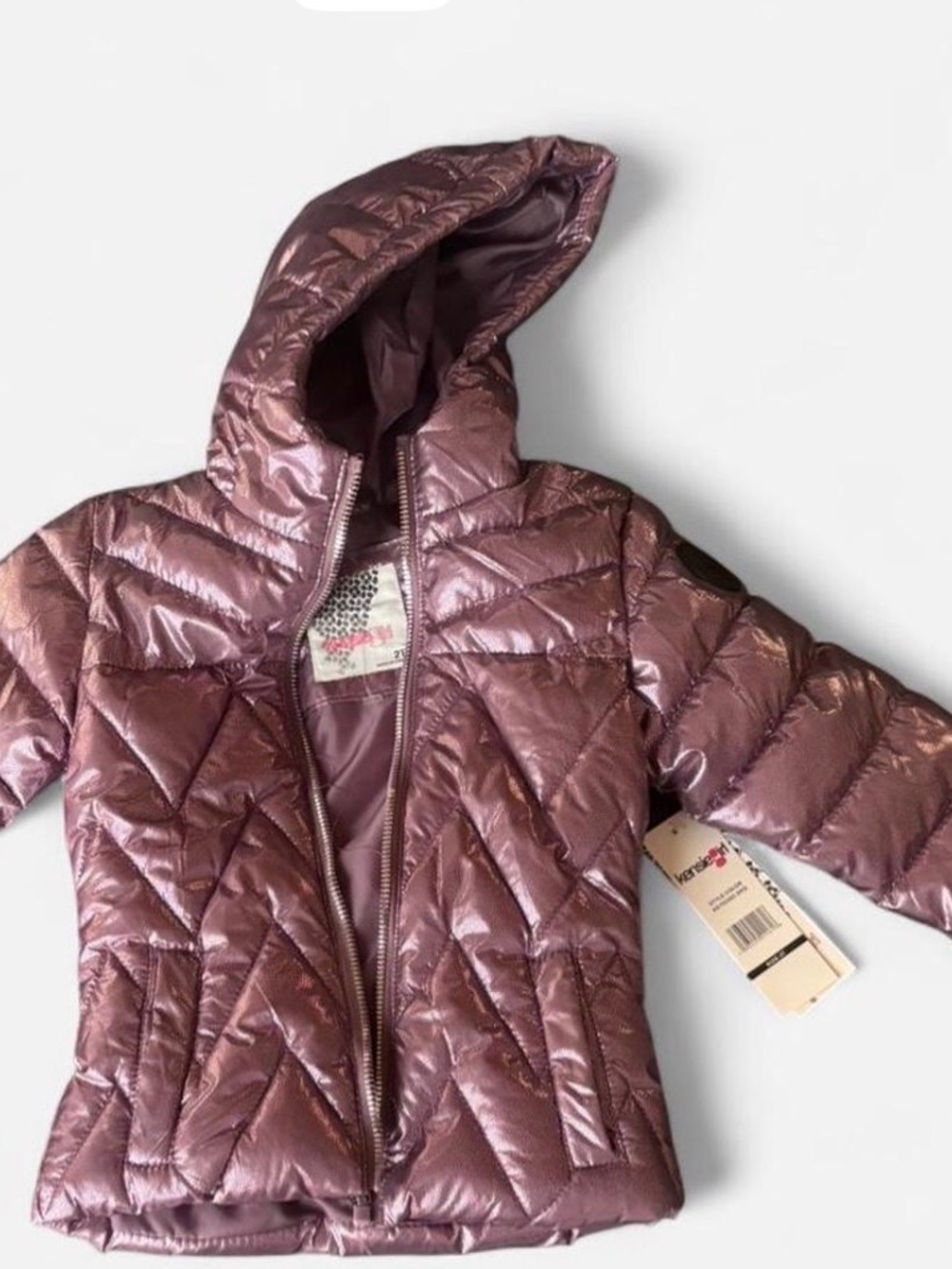 Shiny Quilted Hooded Puffer Jacket - purple